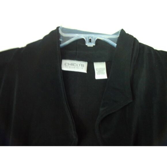 Chicos Travelers Black open front Cardigan 3/4‎ Sleeve Sz 3 (XL) Easy Care - Picture 4 of 11